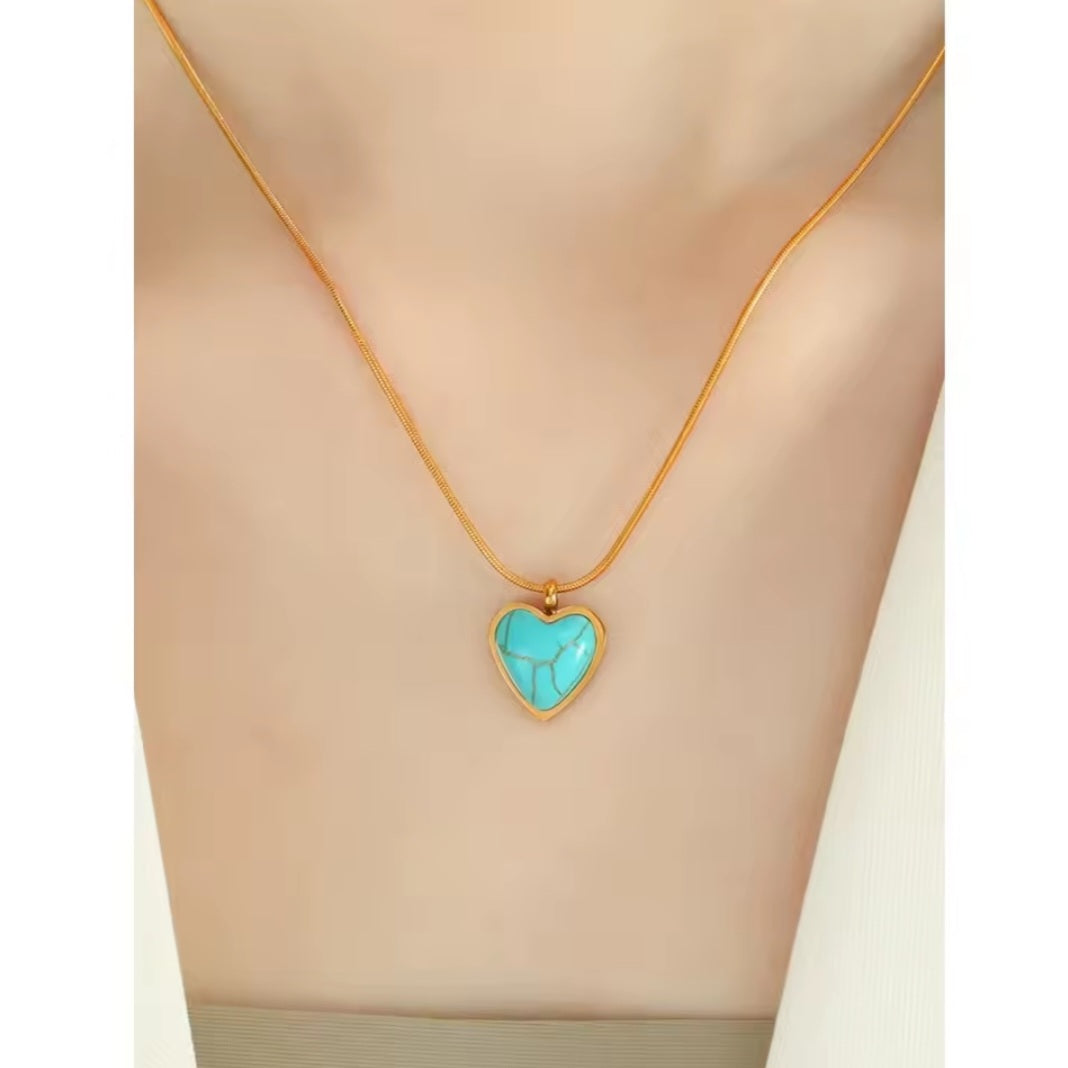 Azure Heart Pendant Necklace