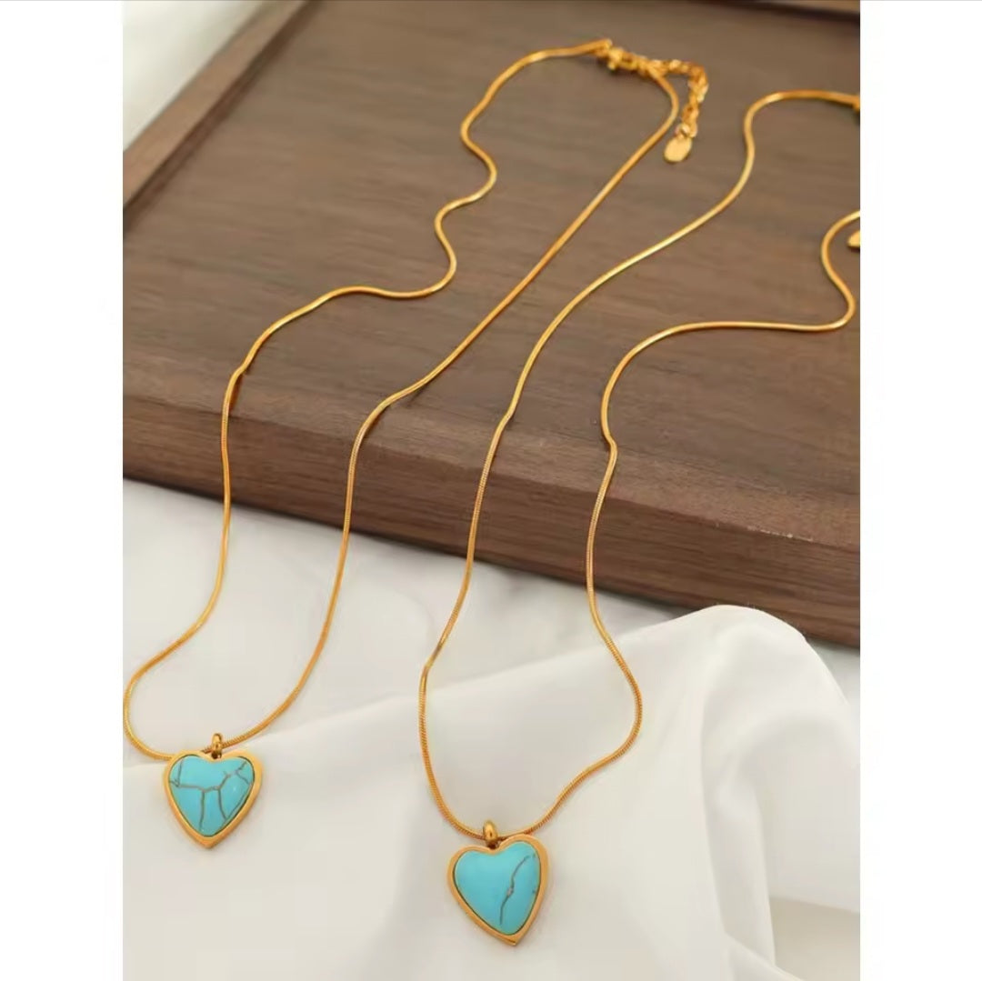 Azure Heart Pendant Necklace