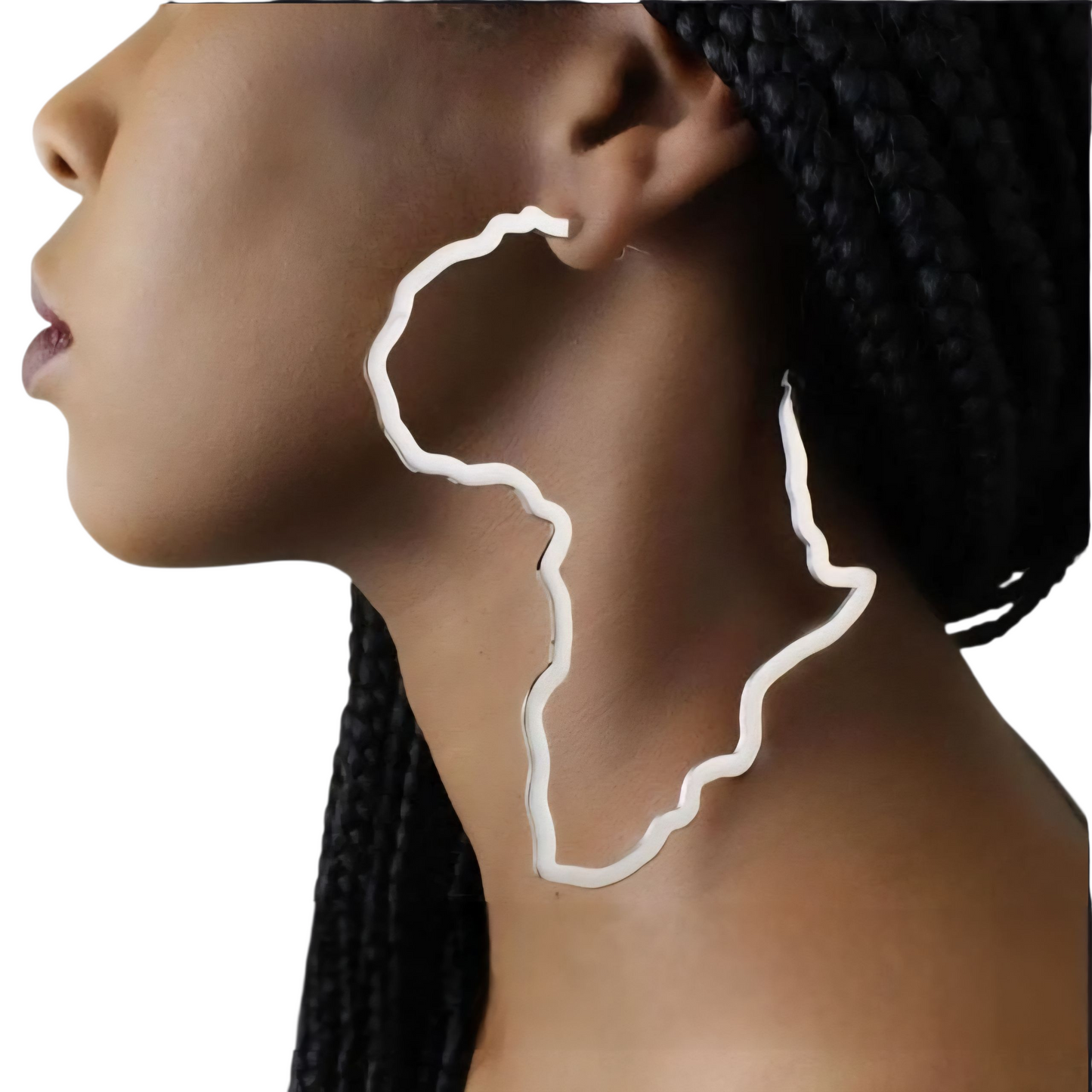 Africa Map Hoop Earrings - Silver