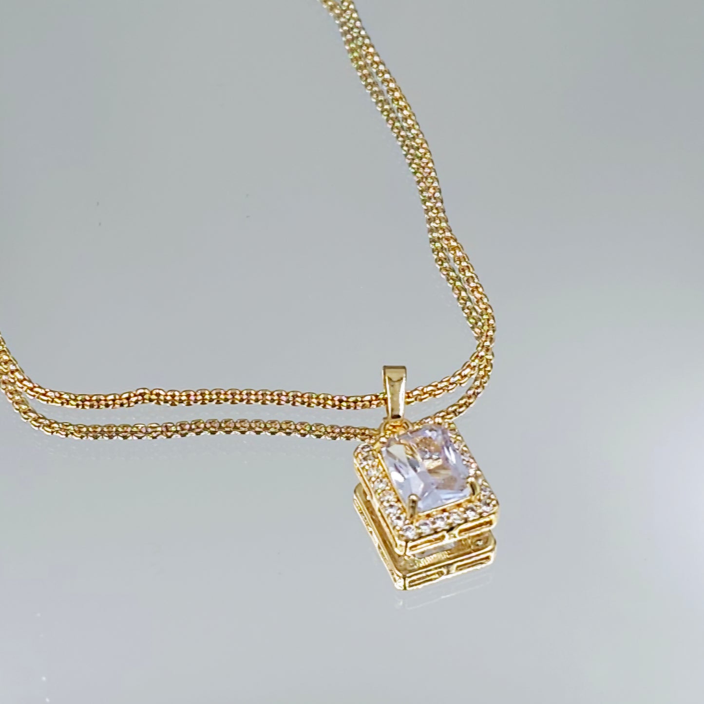 Emerald Cut Halo Jewellery Set