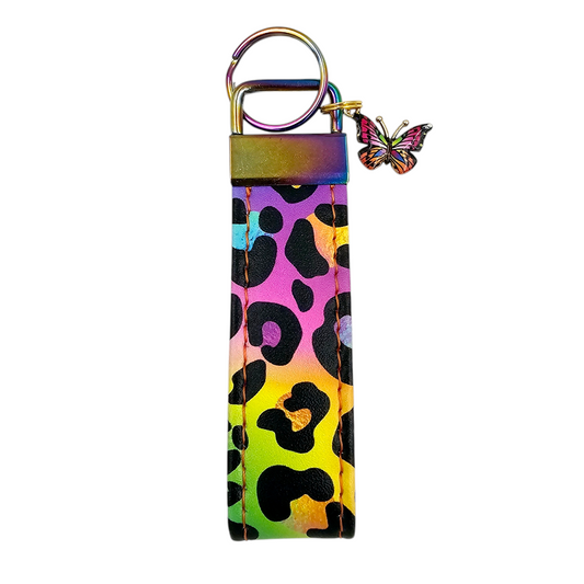 Rainbow Leopard Key Fob