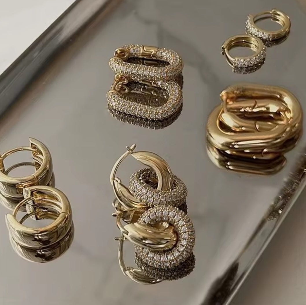 Elara Pavè Huggie Earrings