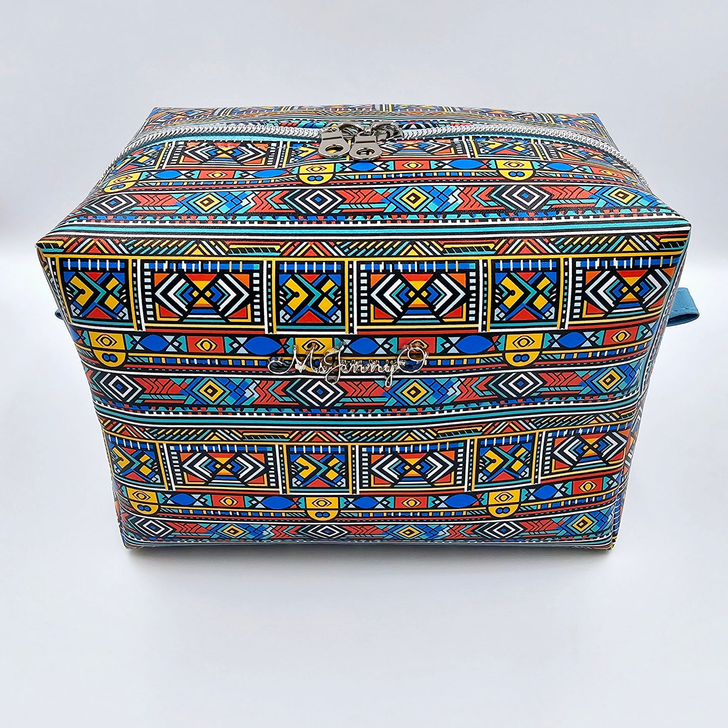 Large Blue Ndebele Cosmetic Bag