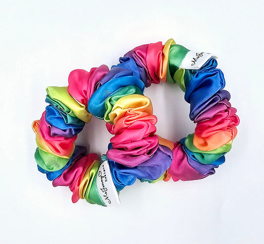 Rainbow Joy Satin Mini Scrunchies (pack of 2)